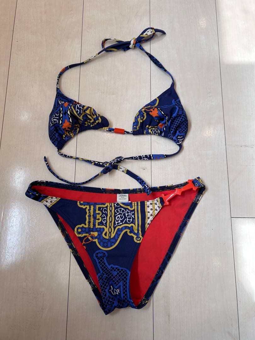 HERMESビキニ 34 ネイビー/レッド