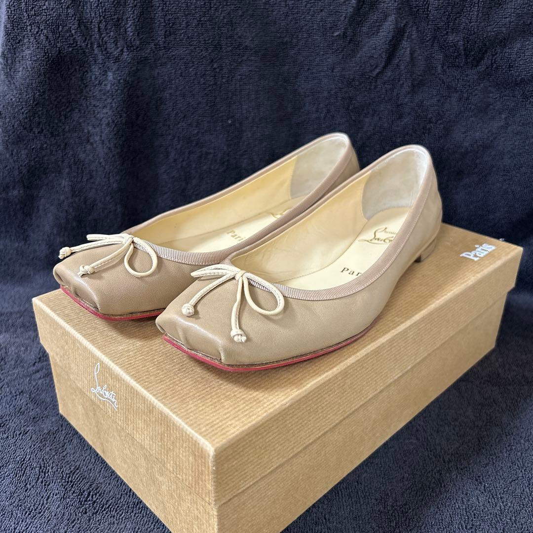 クリスチャンルブタン バレエシューズ フラットシューズ 37 ベージュ