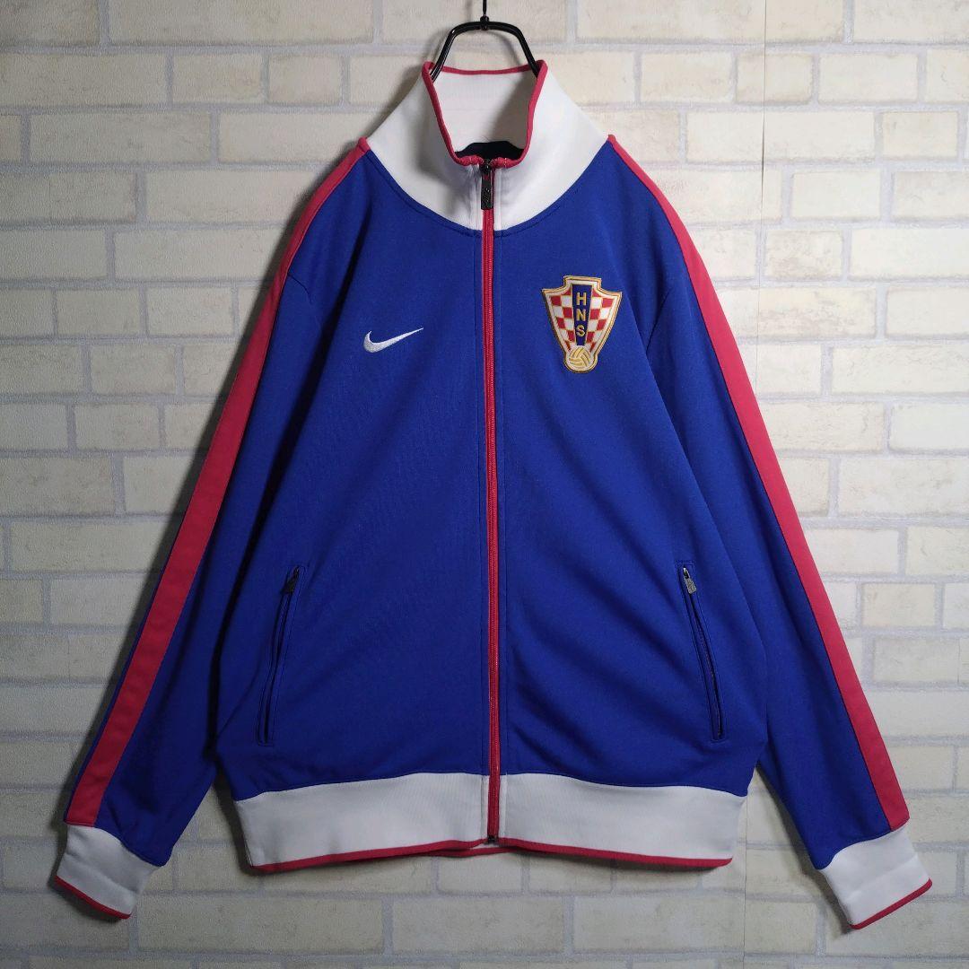 ナイキ★クロアチア代表 刺繍ロゴ エンブレムワッペン アンセムジャケット 青 L