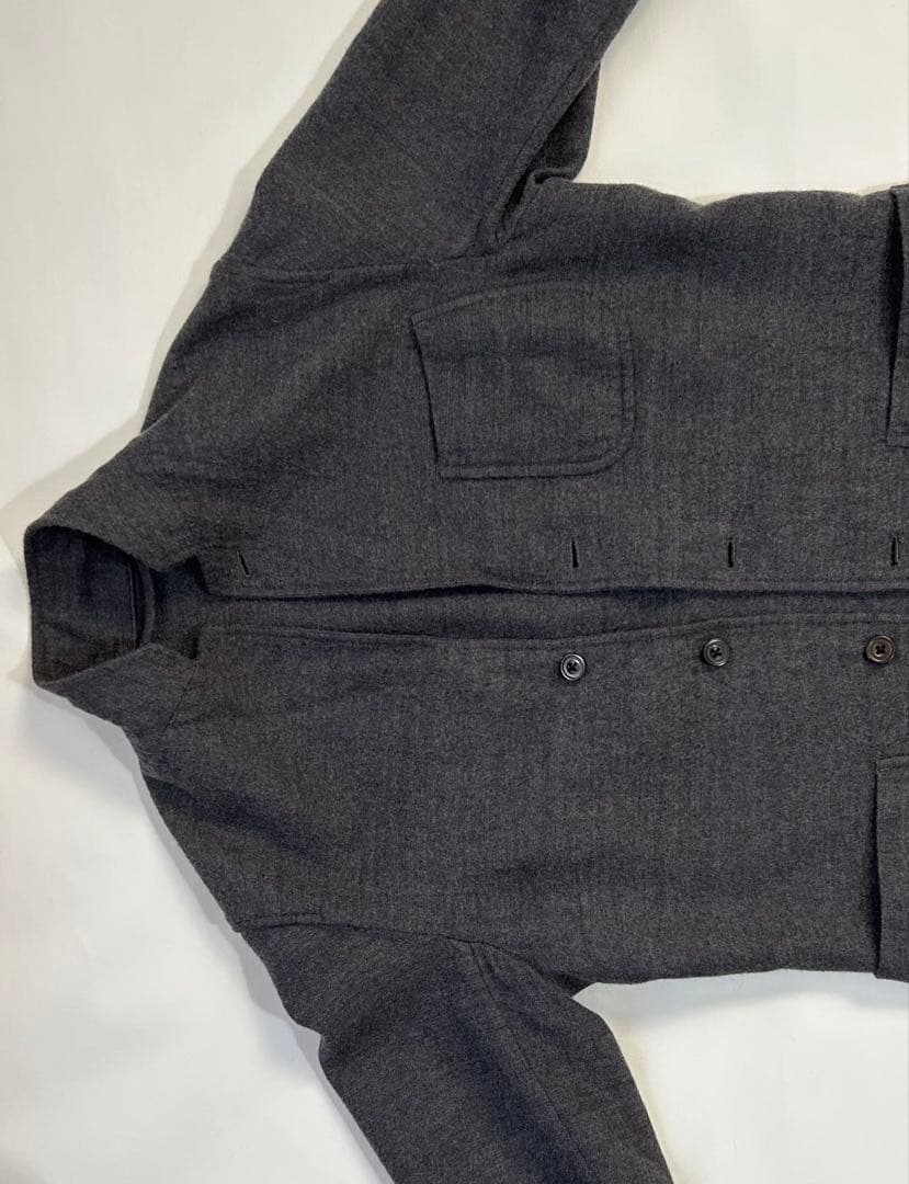 1 comoli コモリ ウール リネン チャコールグレー テーラードジャケット
