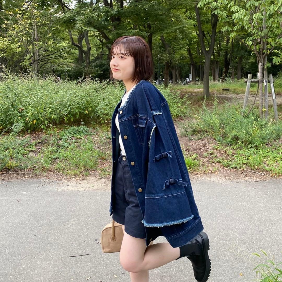 hjerte リボンデニムジャケット