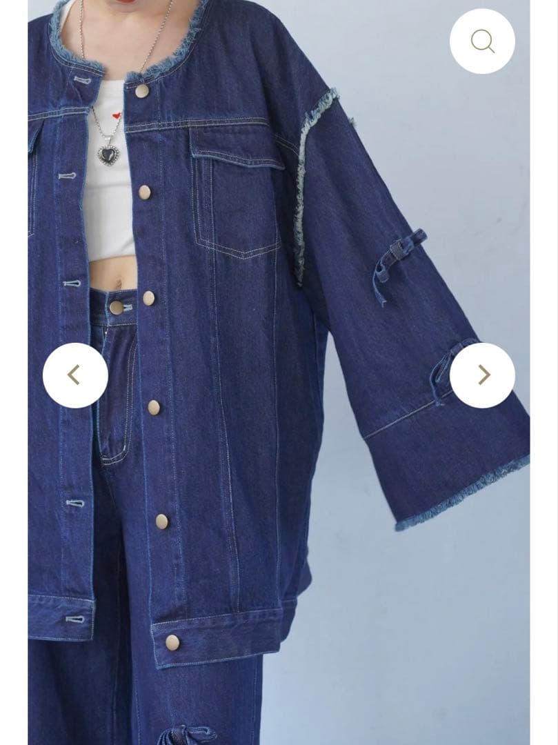 hjerte リボンデニムジャケット