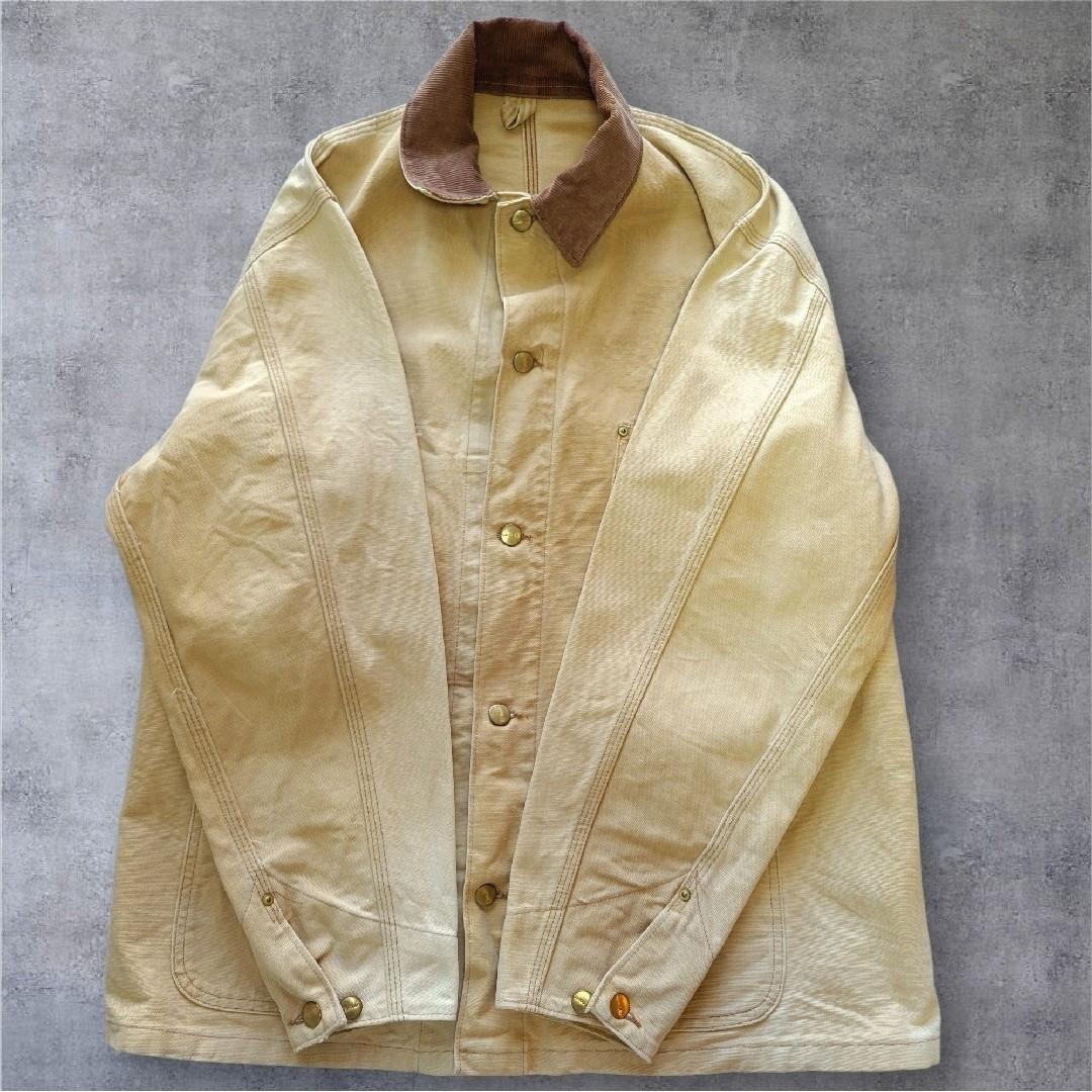 80s 米国製 カーハートミシガンチョアコートカバーオールキャメルブラウンダック