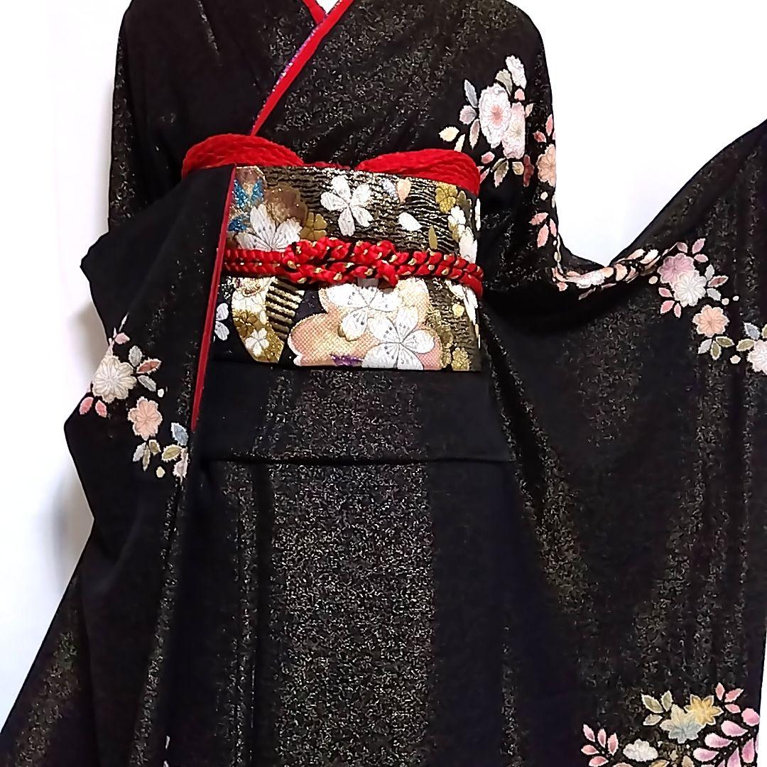 翠山工房 黒 振袖 落款 辻ヶ花 辻が花 辻ケ花 L ブランド着物