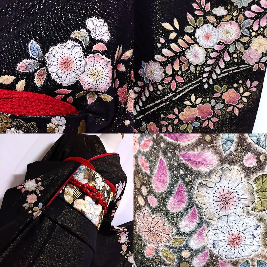 翠山工房 黒 振袖 落款 辻ヶ花 辻が花 辻ケ花 L ブランド着物