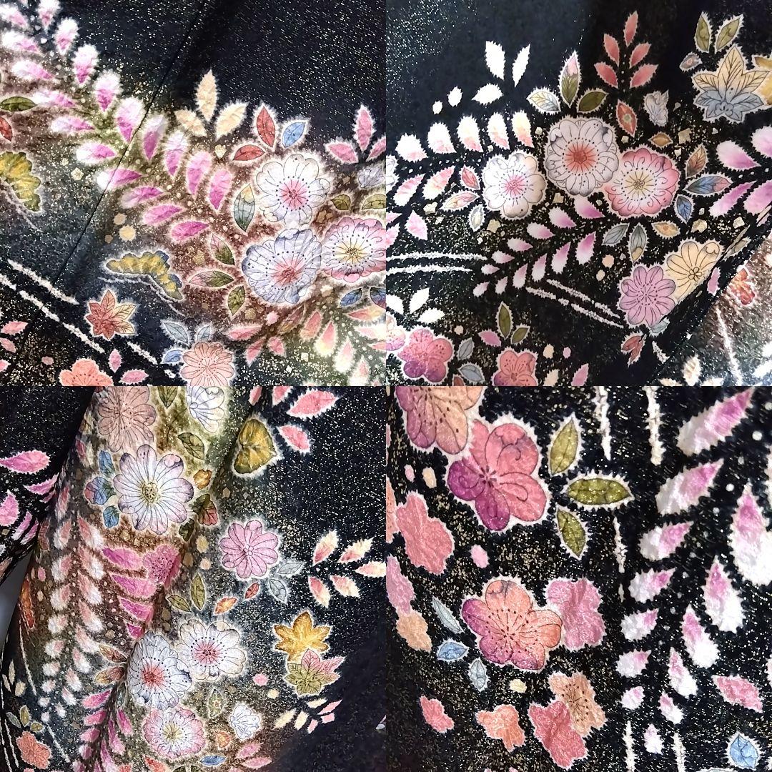 翠山工房 黒 振袖 落款 辻ヶ花 辻が花 辻ケ花 L ブランド着物