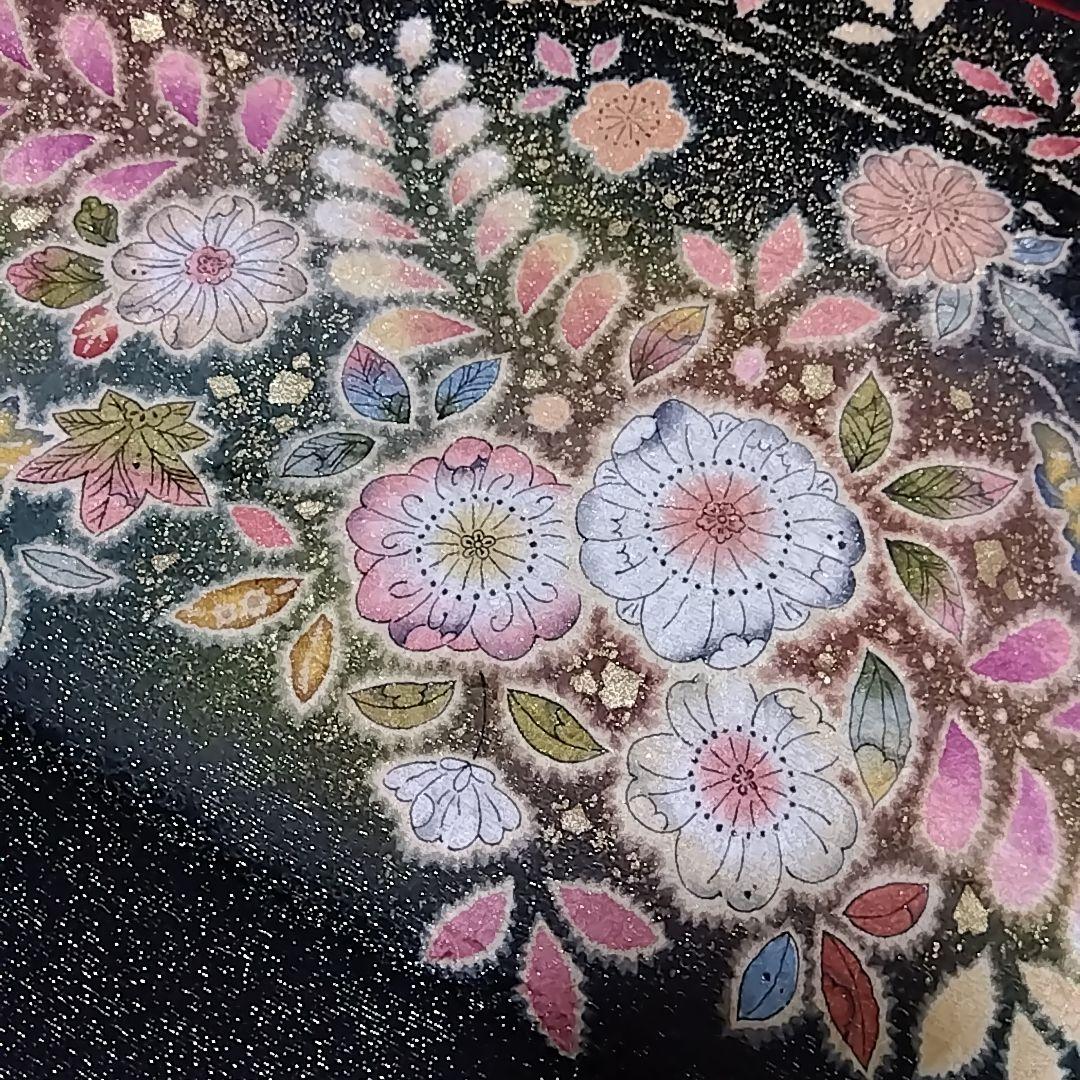 翠山工房 黒 振袖 落款 辻ヶ花 辻が花 辻ケ花 L ブランド着物