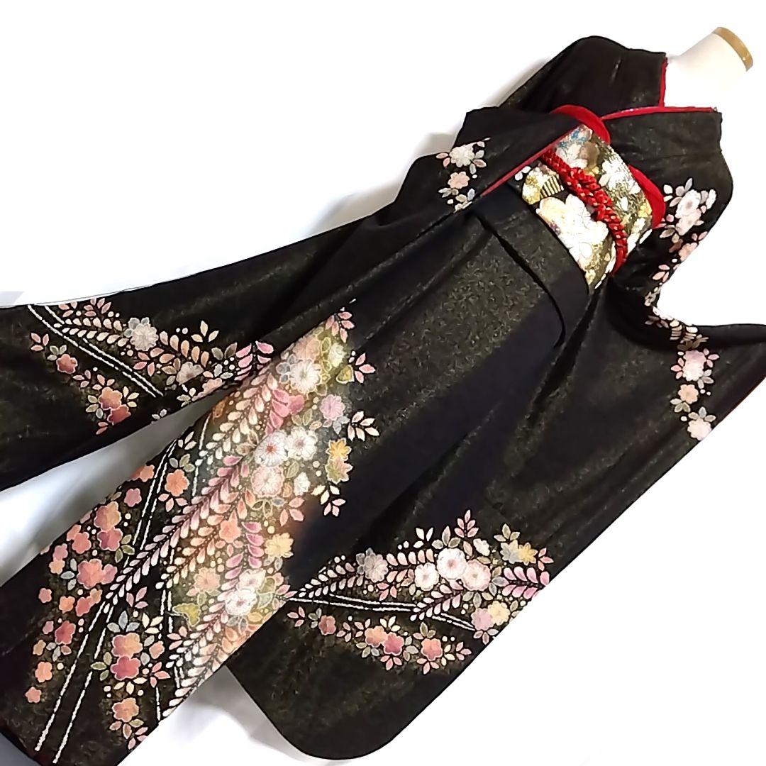 翠山工房 黒 振袖 落款 辻ヶ花 辻が花 辻ケ花 L ブランド着物