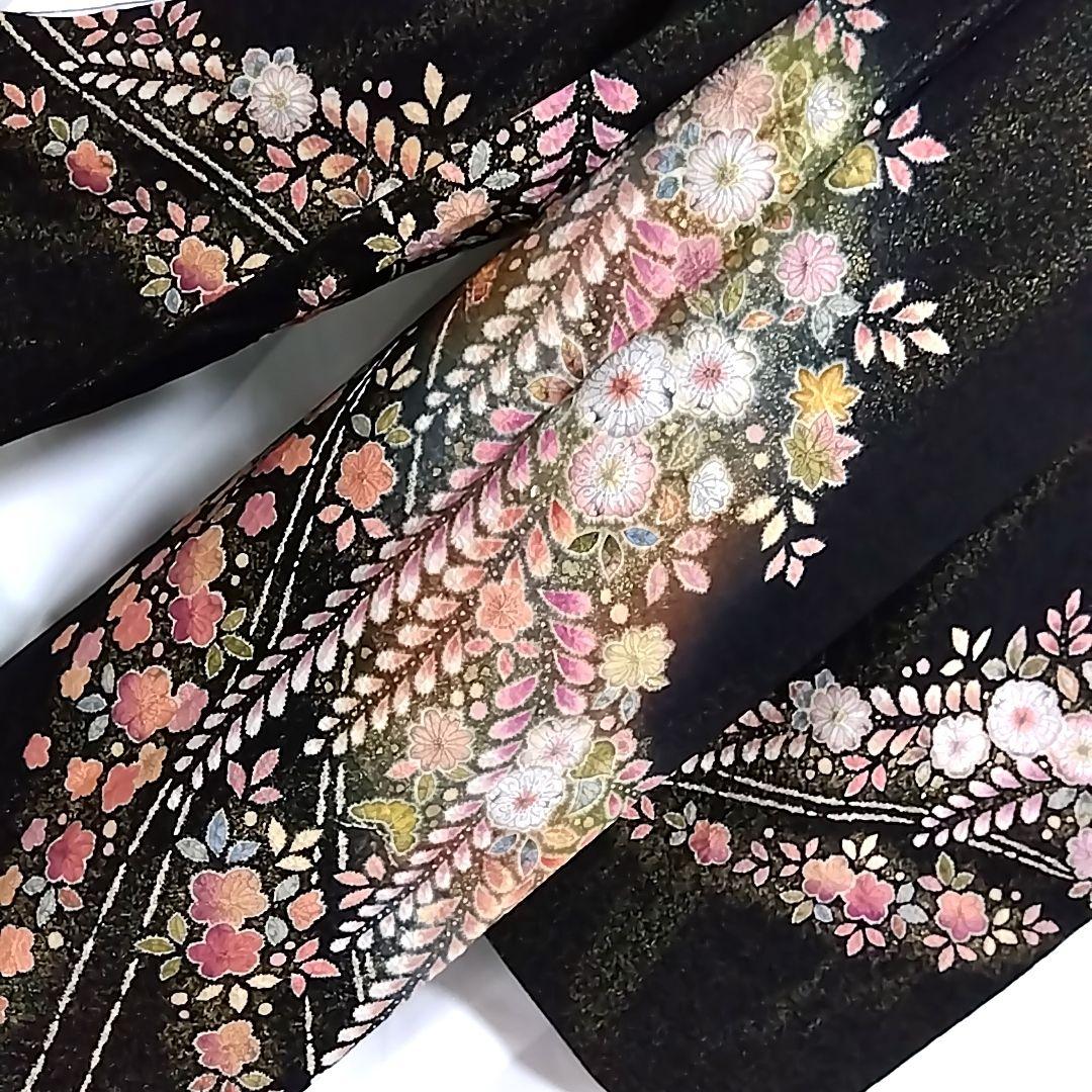 翠山工房 黒 振袖 落款 辻ヶ花 辻が花 辻ケ花 L ブランド着物