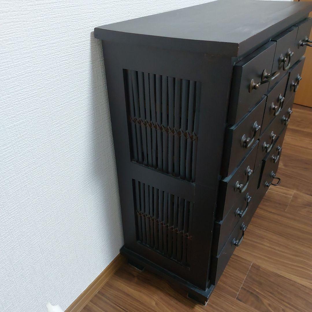 アンティーク木製引き出し箪笥 12個収納 ダークブラウン