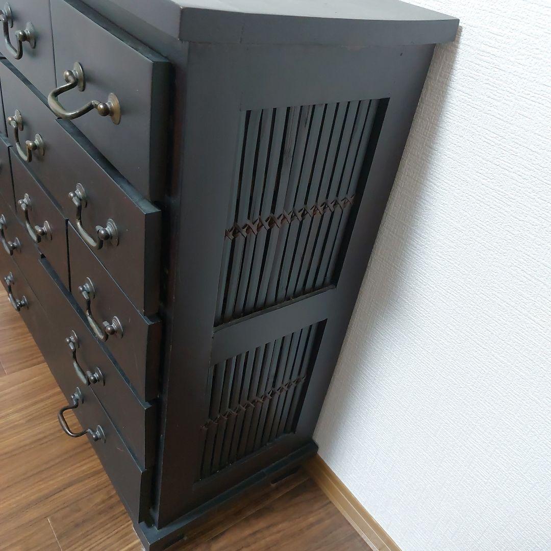 アンティーク木製引き出し箪笥 12個収納 ダークブラウン