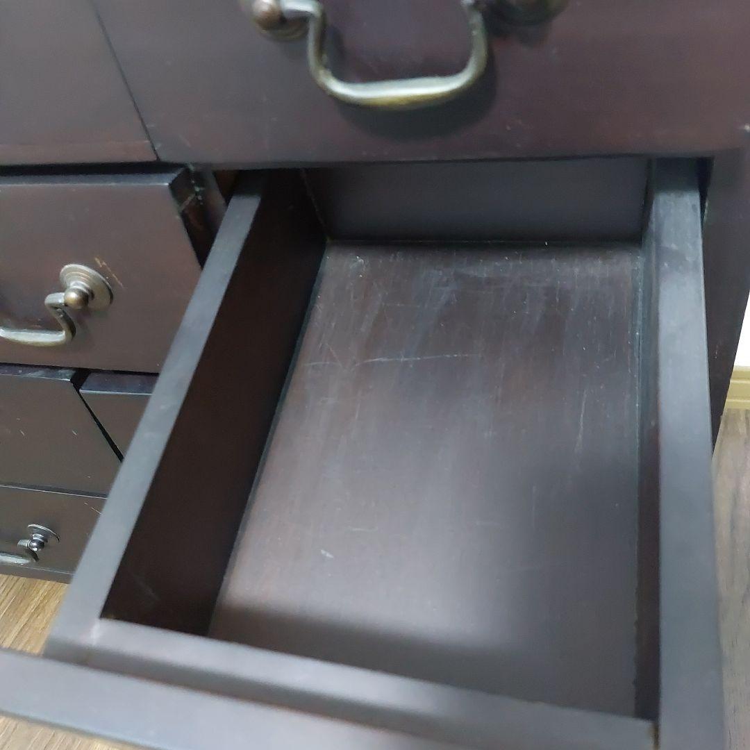 アンティーク木製引き出し箪笥 12個収納 ダークブラウン