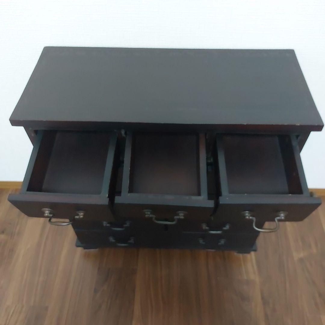 アンティーク木製引き出し箪笥 12個収納 ダークブラウン