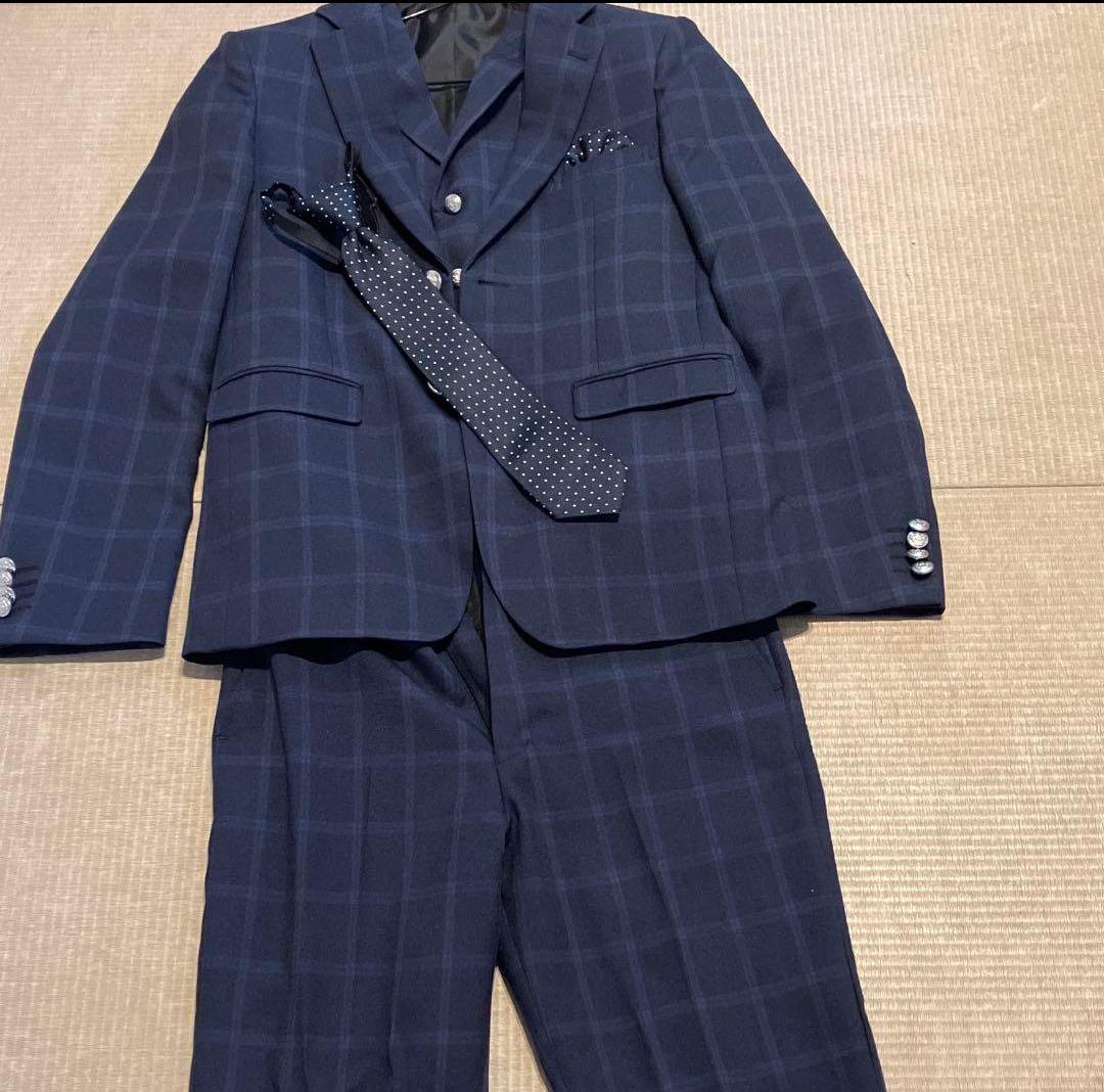 美品♡卒業式　ネイビー チェック柄 スーツセット　160