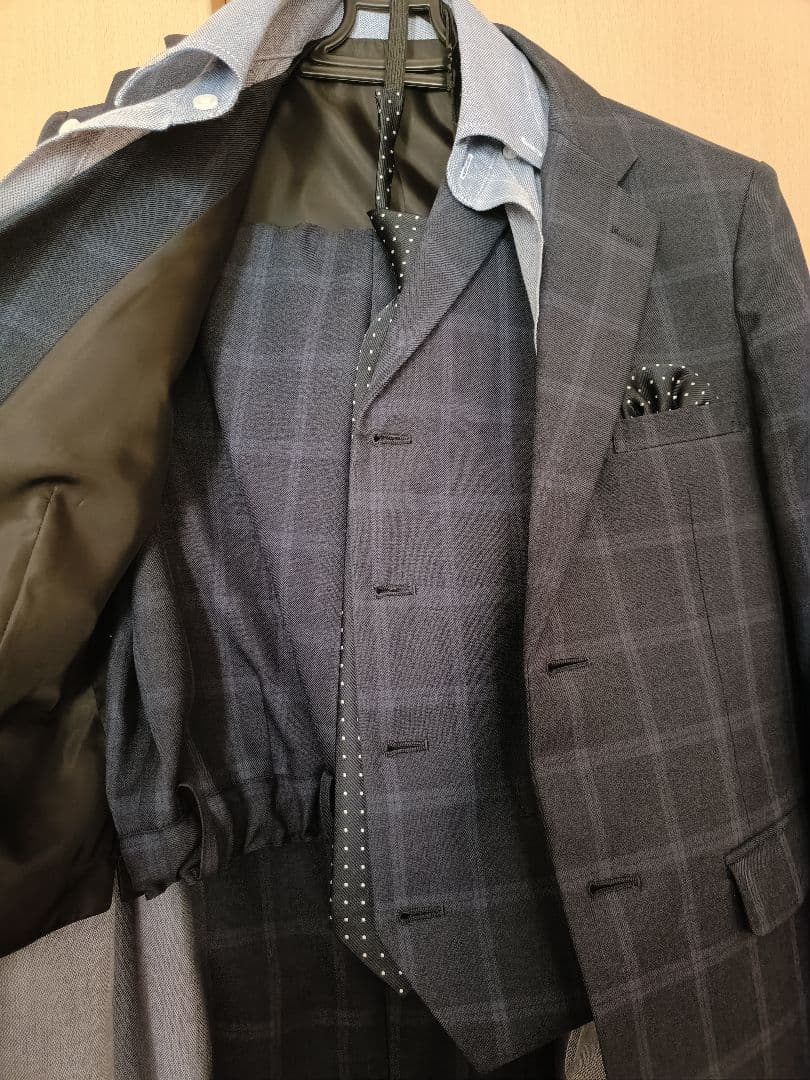 美品♡卒業式　ネイビー チェック柄 スーツセット　160