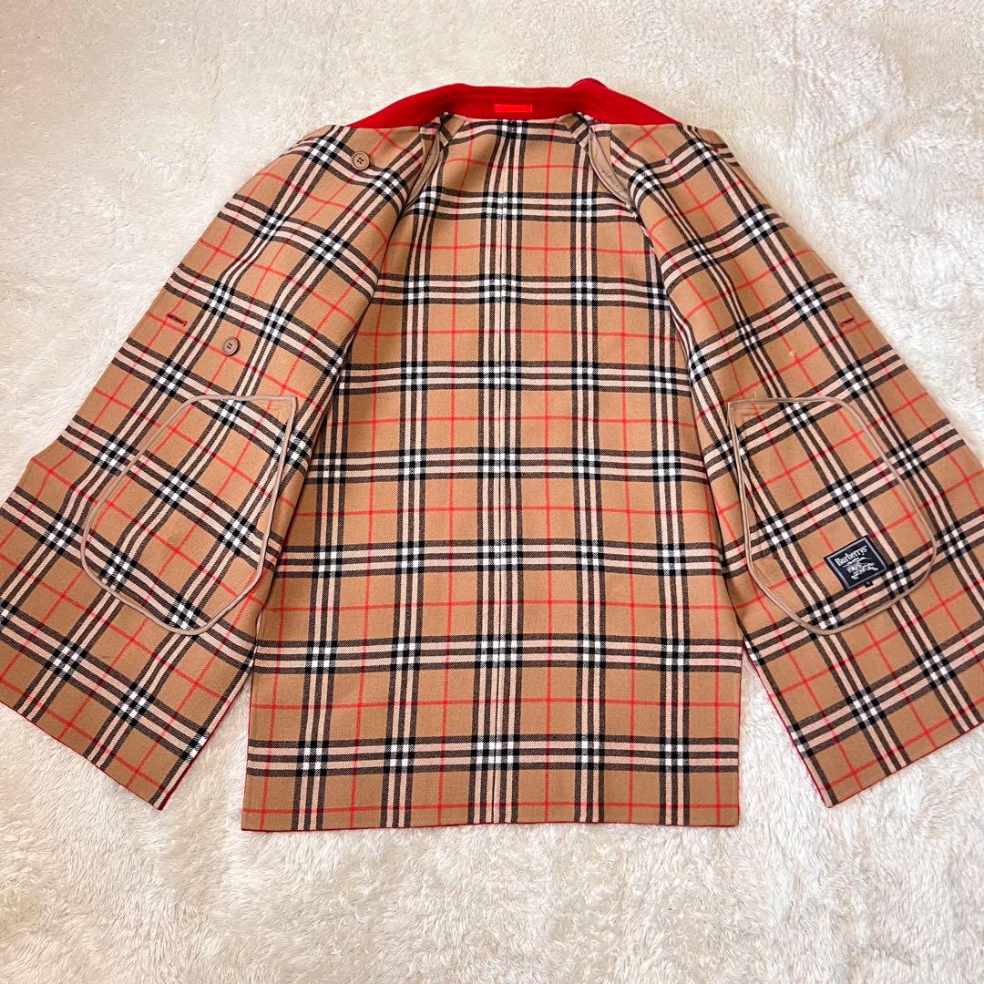 バーバリーズ ダブルフェイス コート カシミヤ混 レッド 金ボタン