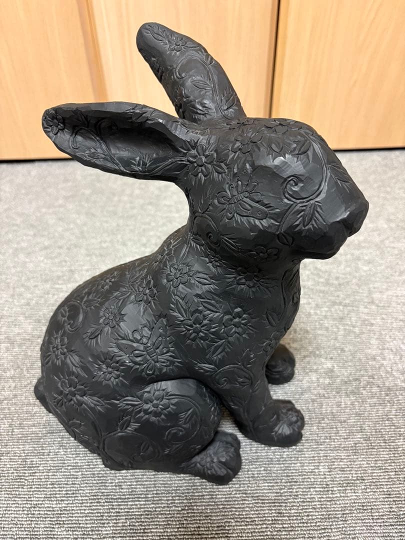 Francfranc ラビット アムルーＬ　ブラック2体　うさぎ　オブジェ　難