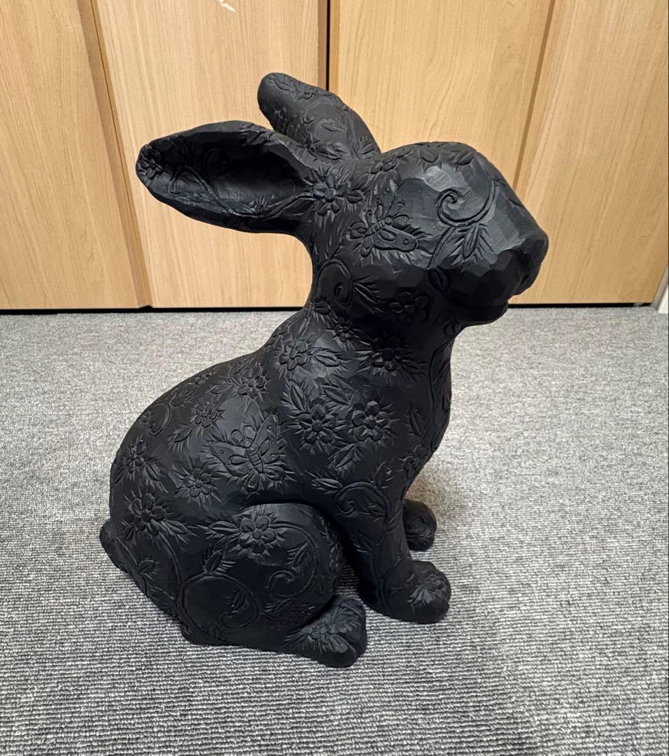 Francfranc ラビット アムルーＬ　ブラック2体　うさぎ　オブジェ　難