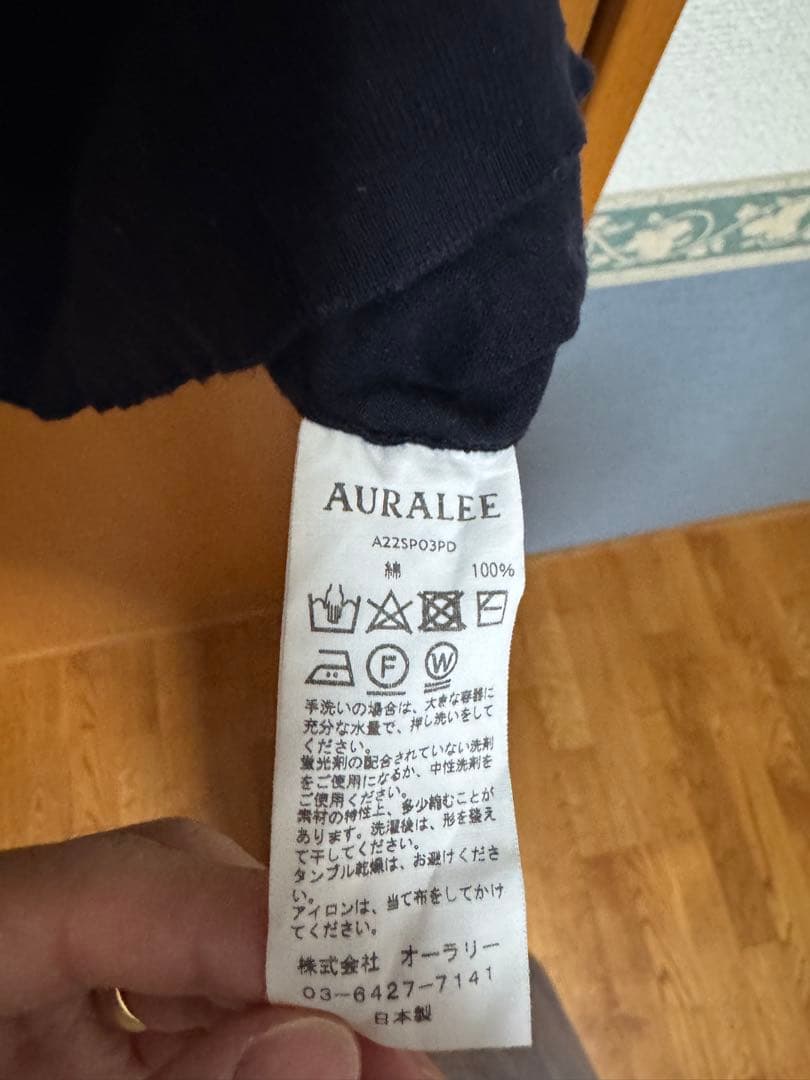 auralee オーラリー　半袖ポロシャツ　ネイビー