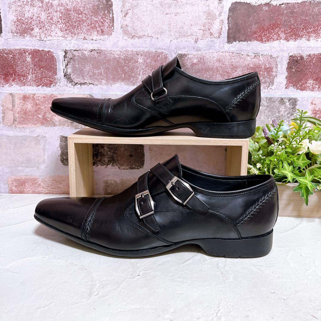 未使用級【キャサリンハムネットロンドン】ドレスシューズ 革靴 ベルト 黒 26
