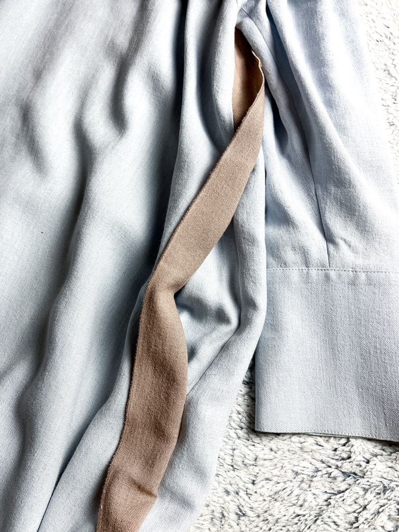 美品【ADORE】バイカラー ラインジョーゼットセーラーヨークワンピース 水色