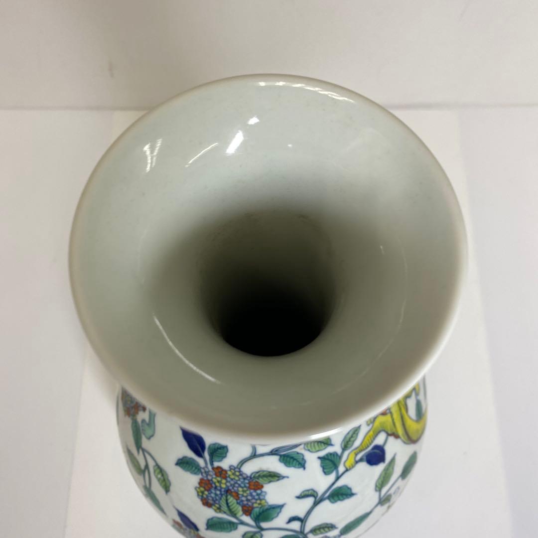 マンボウさん専用大清乾隆年粉彩龍に紫陽花図花瓶高さ37.5㎝　東Y7-0210④