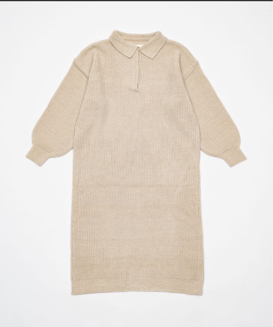 OLUN ニットポロワンピース アイボリー Sサイズ きりまるちゃん