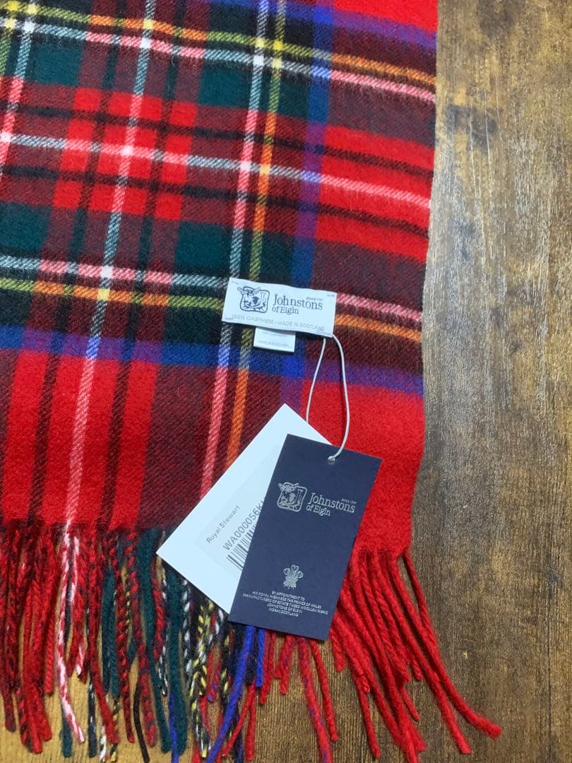 P*t様 ジョンストンズストール大判　カシミアレッドスチュワート