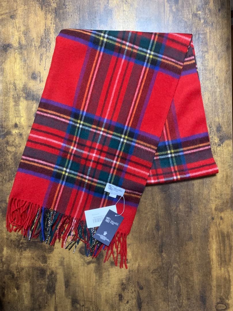 P*t様 ジョンストンズストール大判　カシミアレッドスチュワート