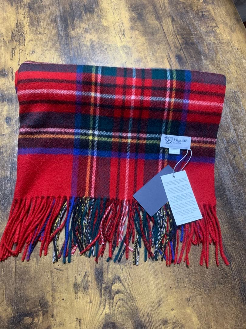 P*t様 ジョンストンズストール大判　カシミアレッドスチュワート