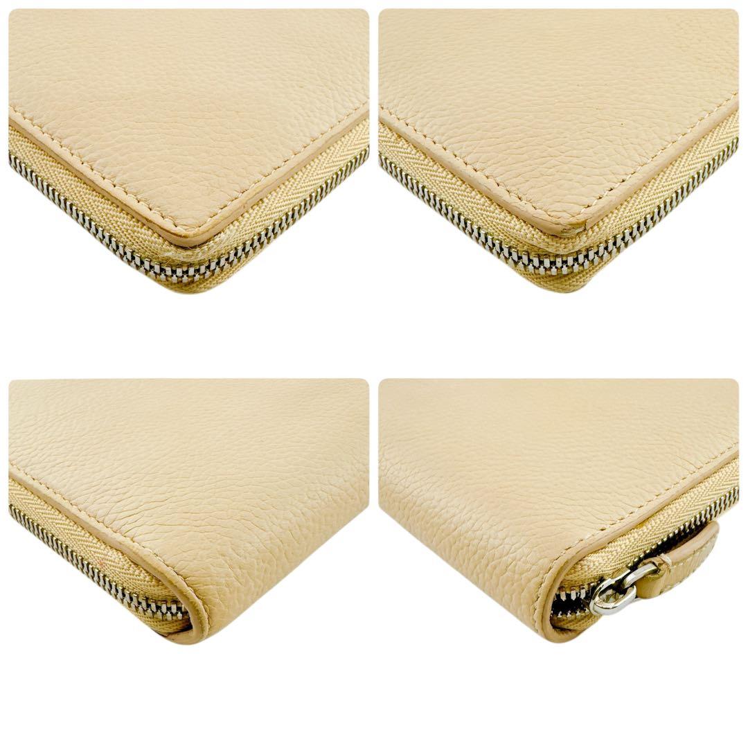 美品◇バレンシアガ レザー ラウンドファスナー 長財布 ベージュ ユニセックス