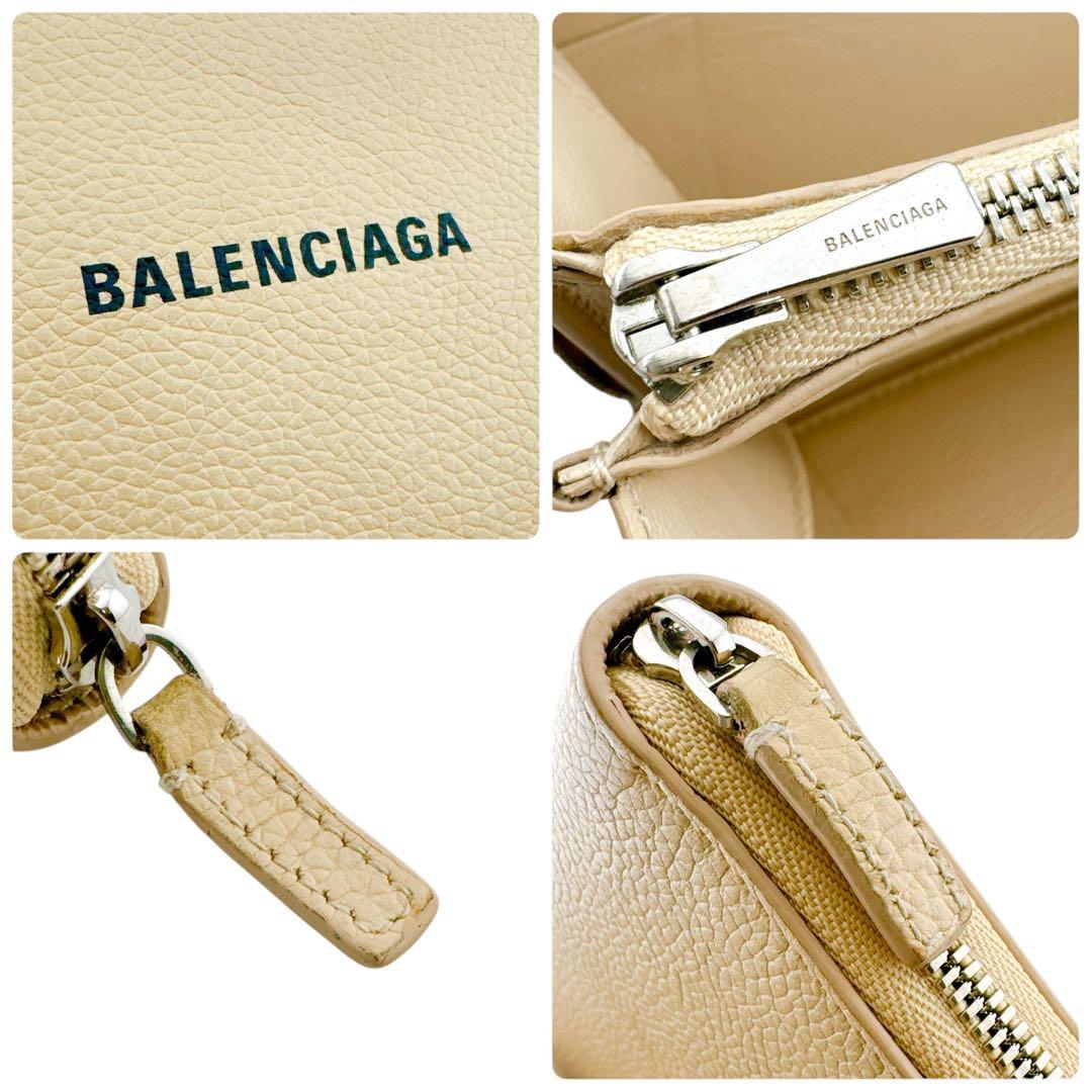 美品◇バレンシアガ レザー ラウンドファスナー 長財布 ベージュ ユニセックス