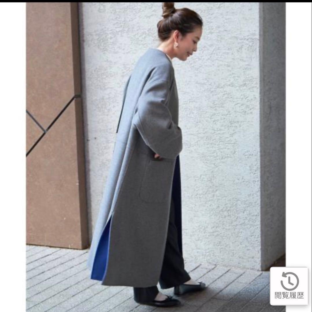 Simplicite S120ブレンドリバーシブルコート 毛混 グレー 未使用