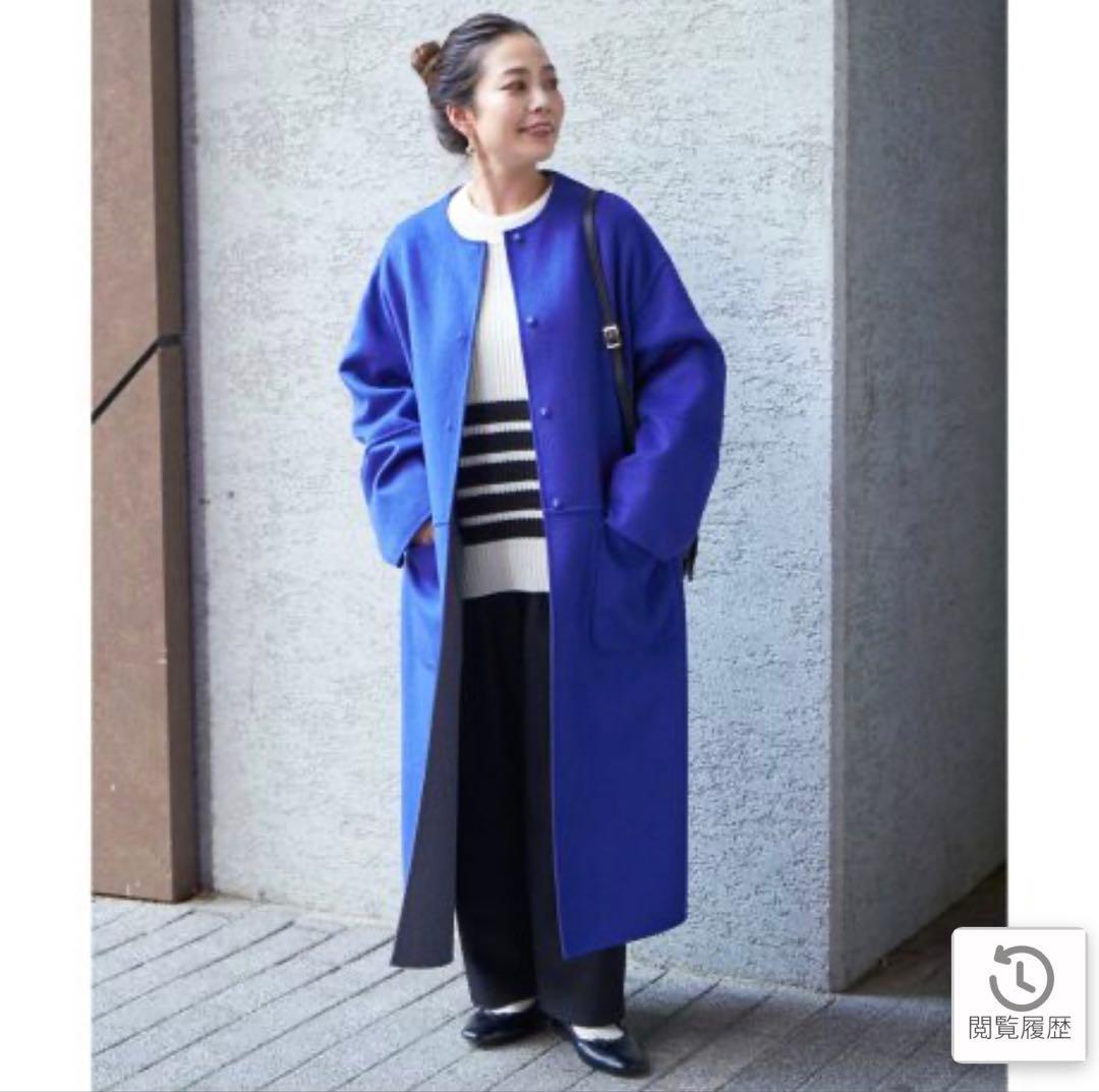 Simplicite S120ブレンドリバーシブルコート 毛混 グレー 未使用