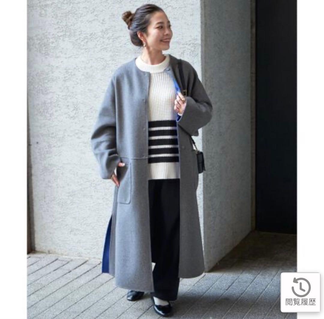 Simplicite S120ブレンドリバーシブルコート 毛混 グレー 未使用