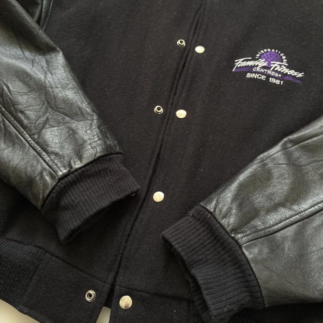 90s カナダ製 スタジャン 企業ロゴ CONCORD ウール×レザー