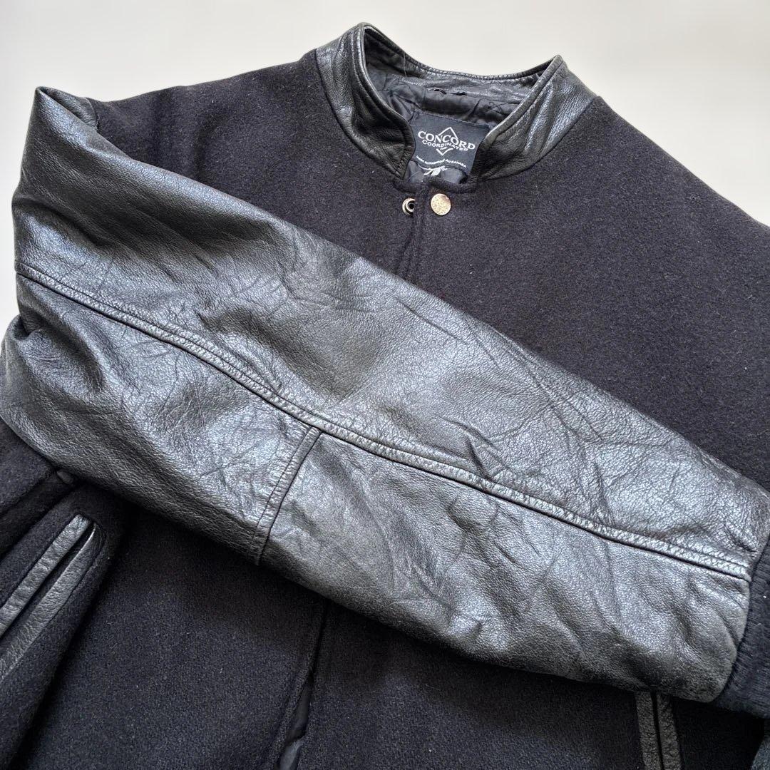 90s カナダ製 スタジャン 企業ロゴ CONCORD ウール×レザー