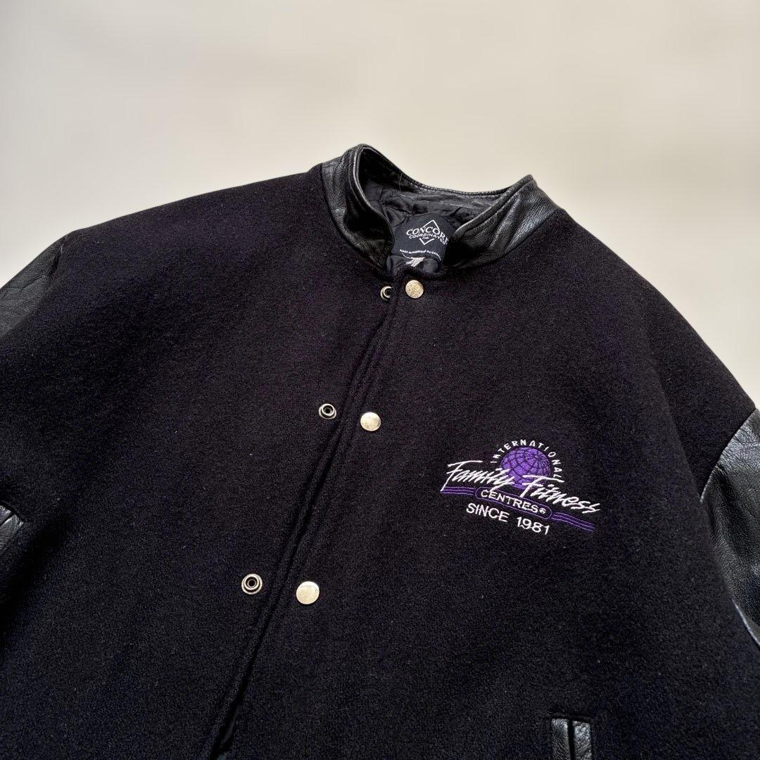 90s カナダ製 スタジャン 企業ロゴ CONCORD ウール×レザー