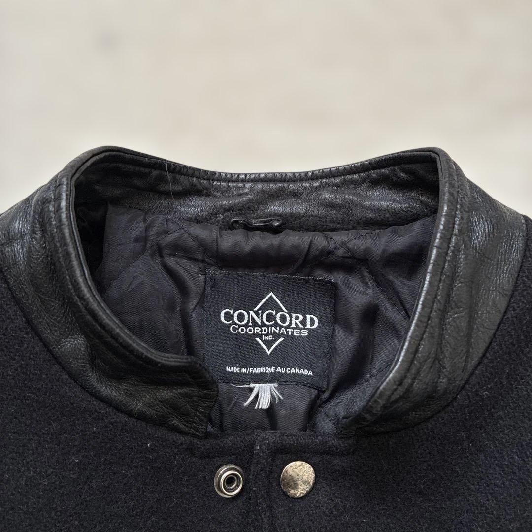 90s カナダ製 スタジャン 企業ロゴ CONCORD ウール×レザー