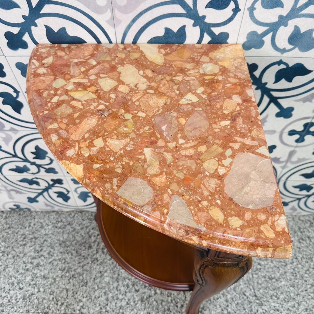 コンソールテーブル　コーナーテーブル　大理石調　猫脚　花台　ヴィンテージ