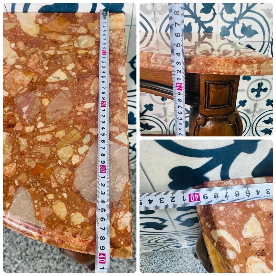 コンソールテーブル　コーナーテーブル　大理石調　猫脚　花台　ヴィンテージ