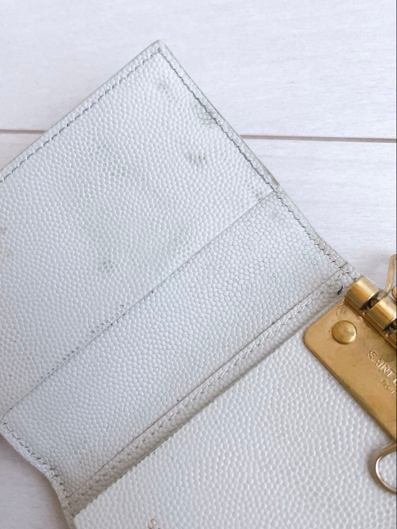 サンローランキーケース ホワイト アイボリー 付属品あり 正規品 サンローラン