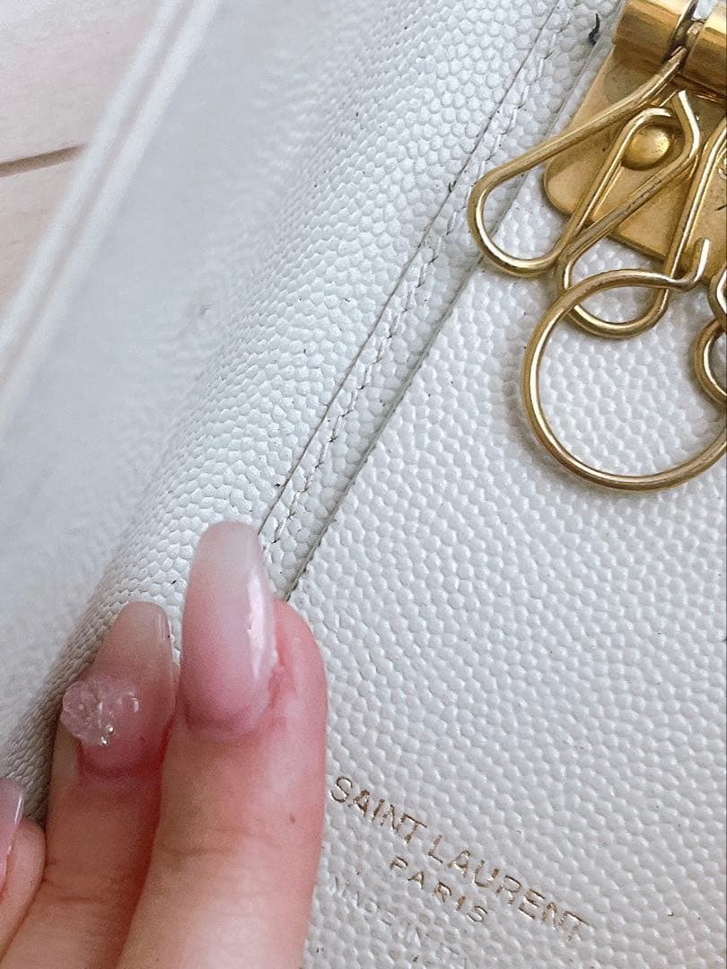 サンローランキーケース ホワイト アイボリー 付属品あり 正規品 サンローラン