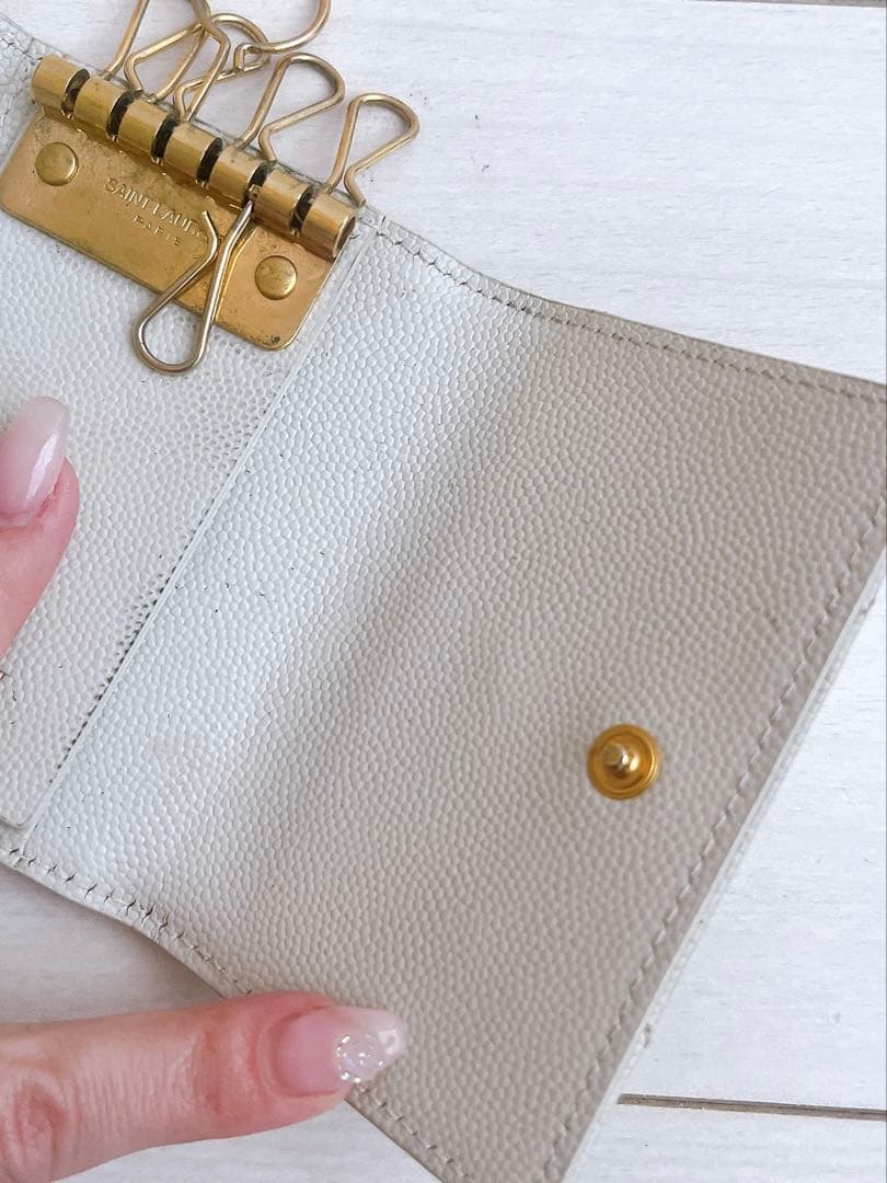 サンローランキーケース ホワイト アイボリー 付属品あり 正規品 サンローラン