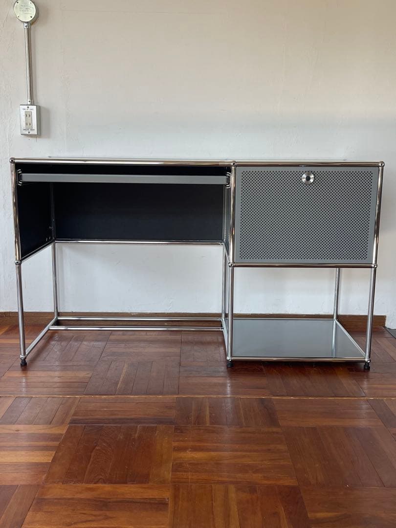 USM ハラー システム パソコン デスク キャビネット 付き マットシルバー