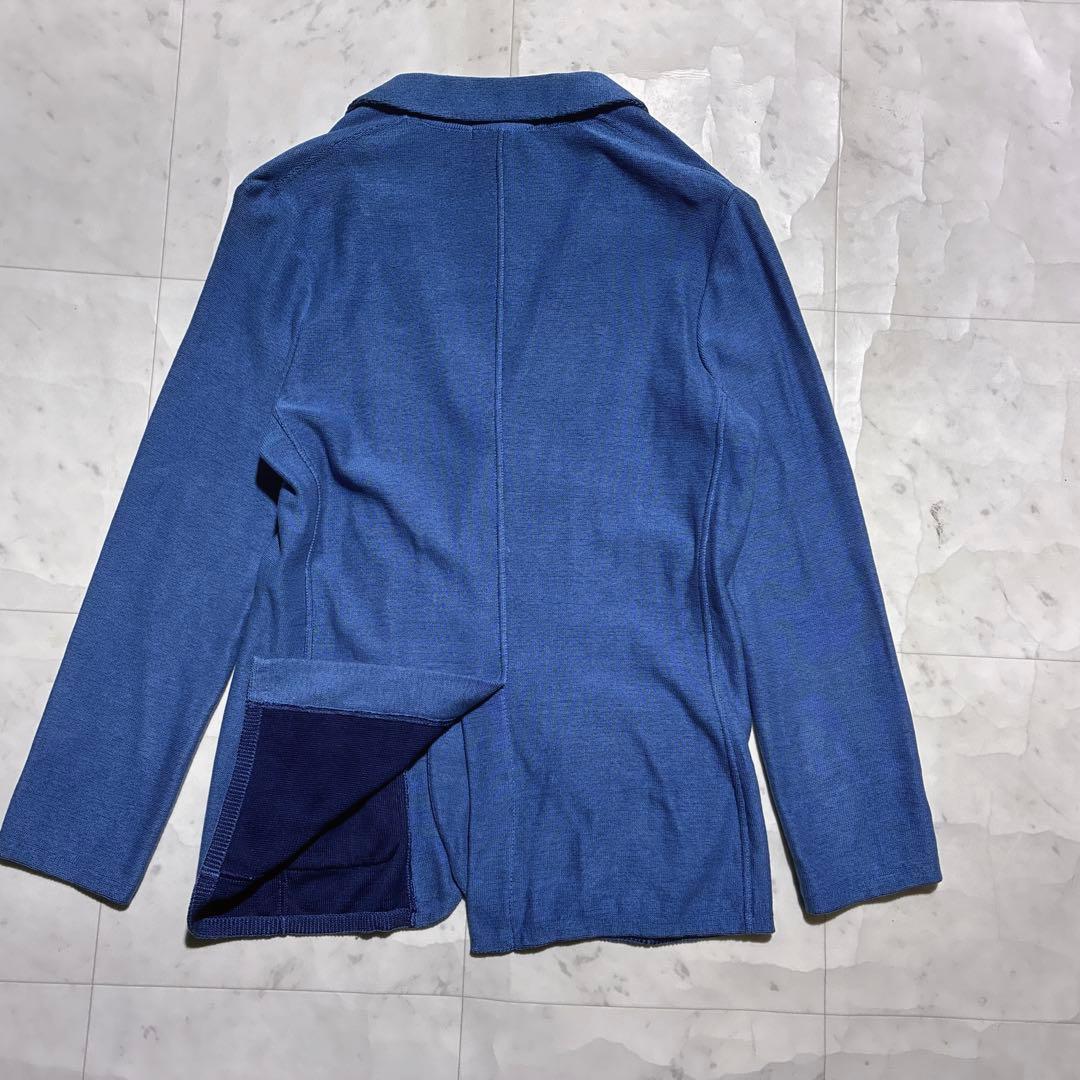 美品⭐️LARDINI テーラードジャケット　ニット　ブートニエール　伸縮性 青