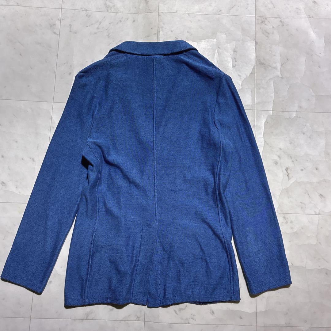 美品⭐️LARDINI テーラードジャケット　ニット　ブートニエール　伸縮性 青