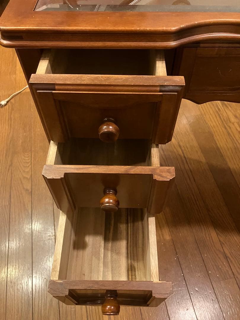 ビンテージ木製ブラウンドレッサー 鏡ミエミラー