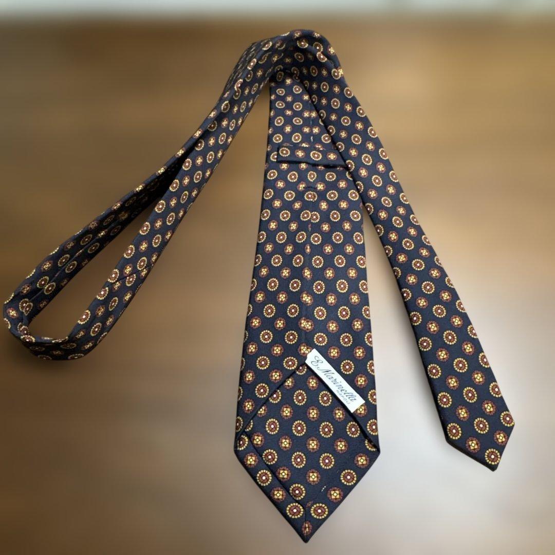 E. MARINELLAネイビー小紋ネクタイ