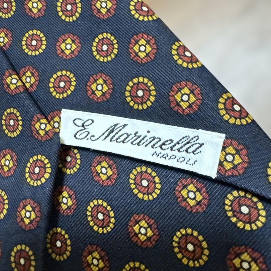 E. MARINELLAネイビー小紋ネクタイ